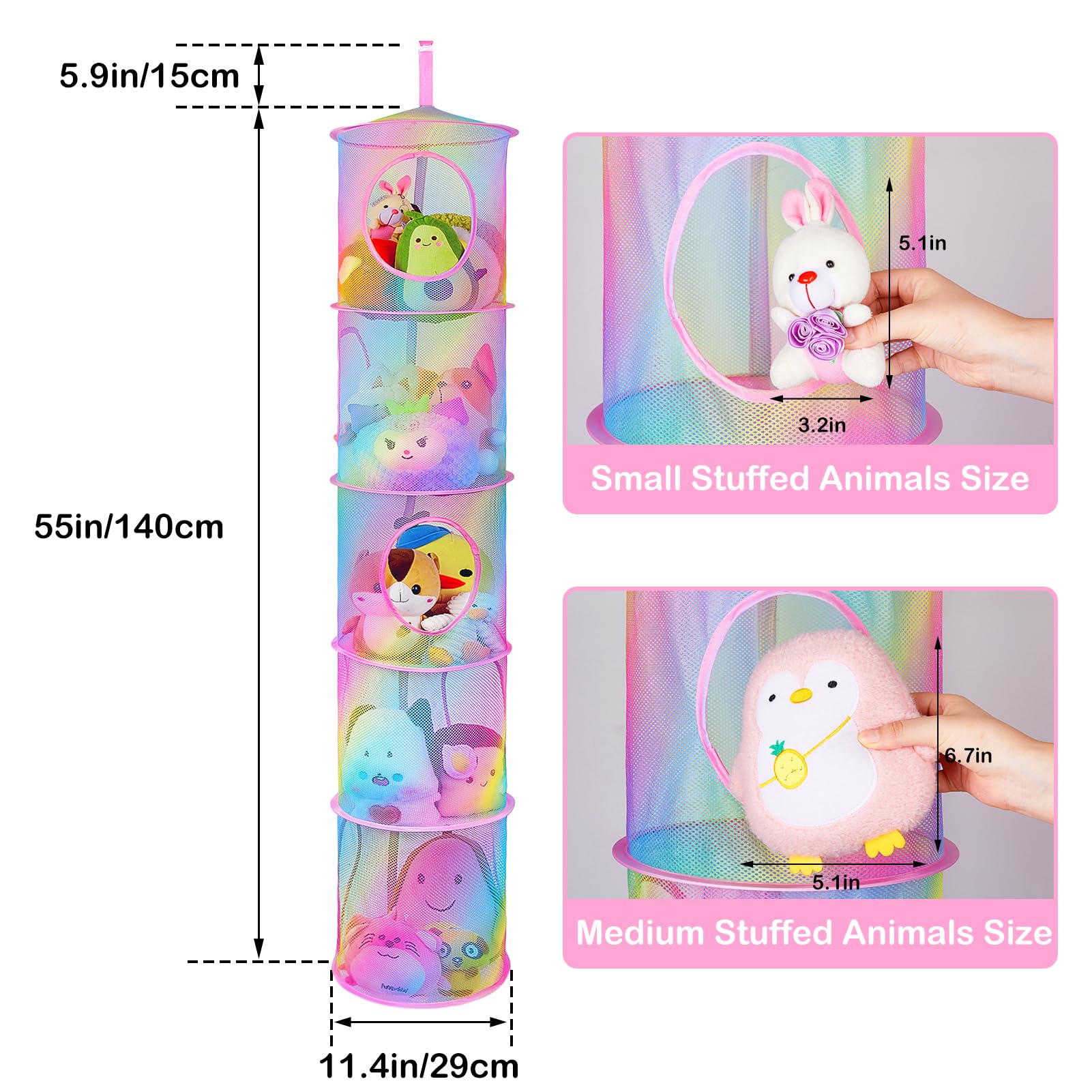 Basumee two-pack storage hammock provides extra capacity for plushies and toys.