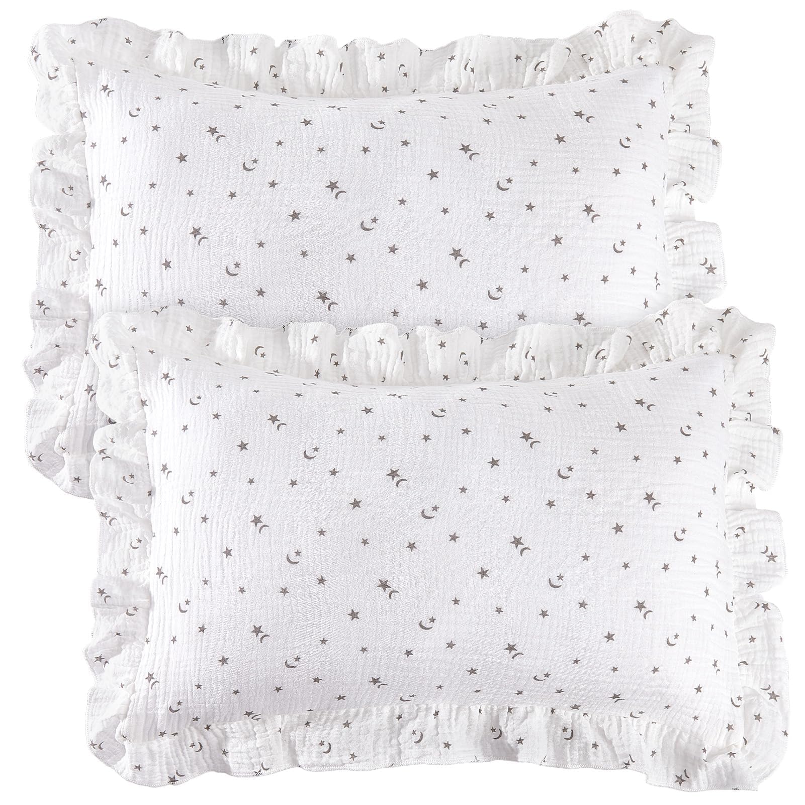 Basumee white-stars pattern enhances playful bedside styling.