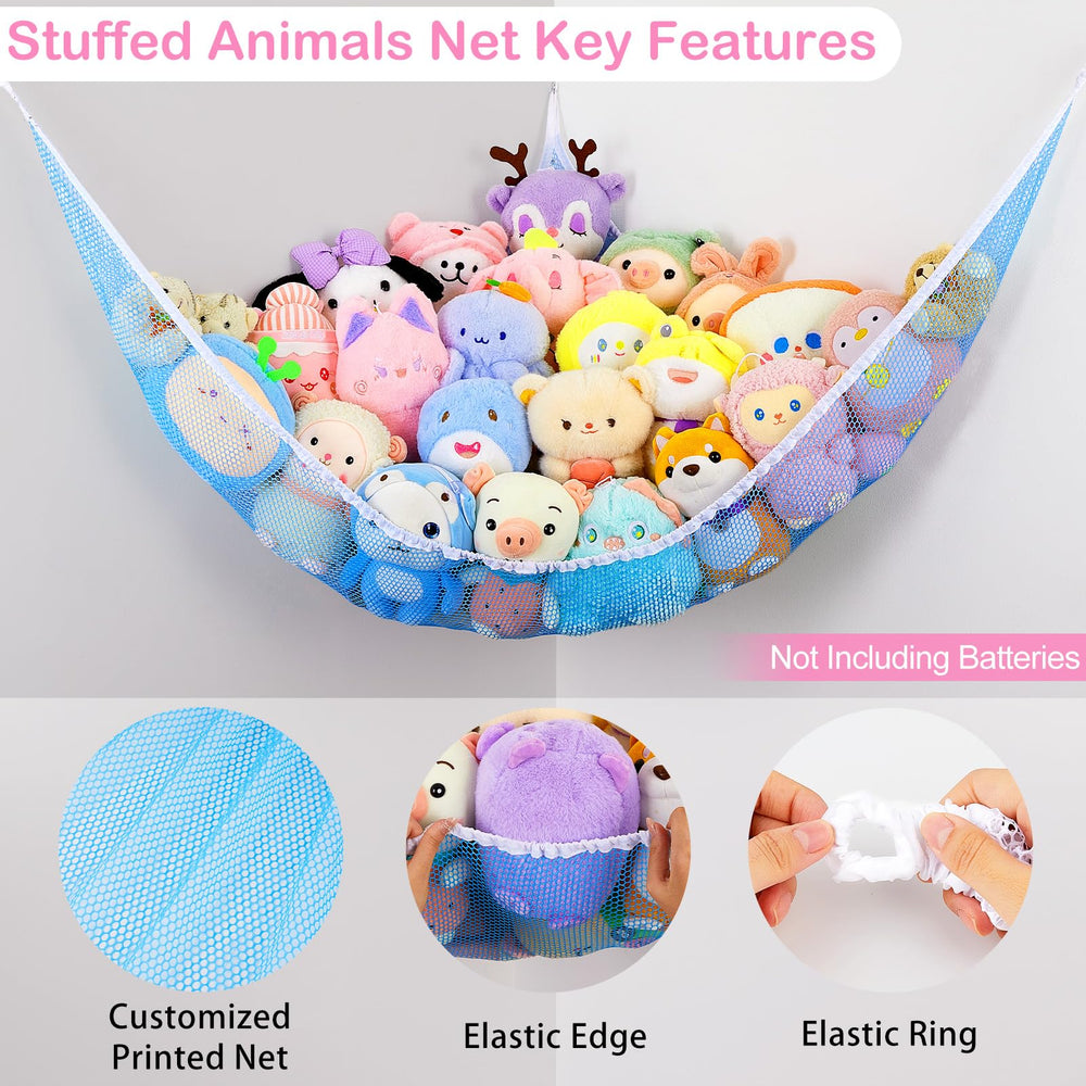Basumee xl corner hammock stores dozens of plush toys neatly