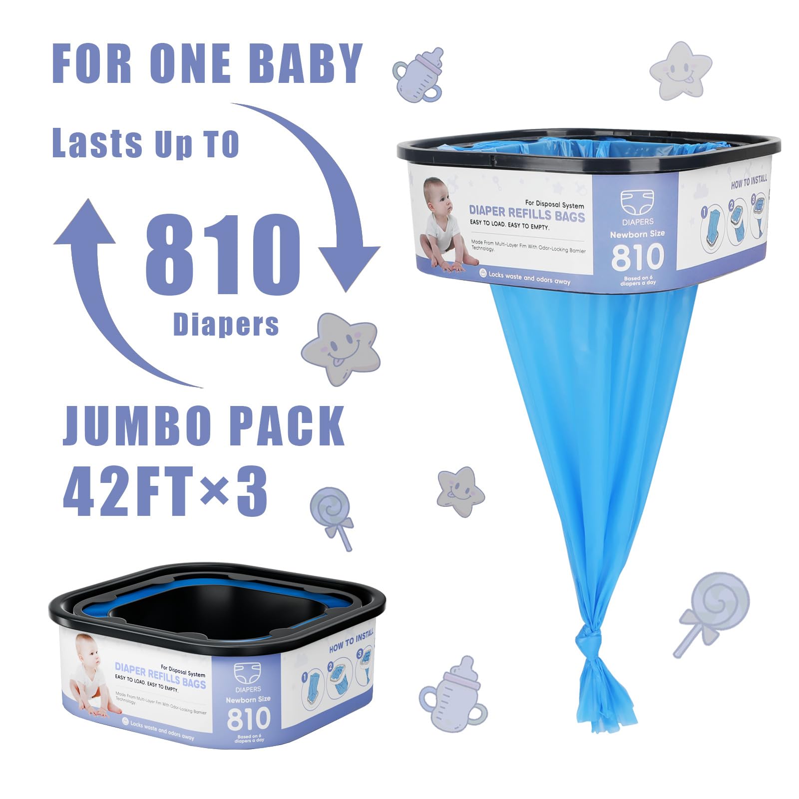 BATADAPTER refill demonstrates 810 newborn diaper capacity for busy days