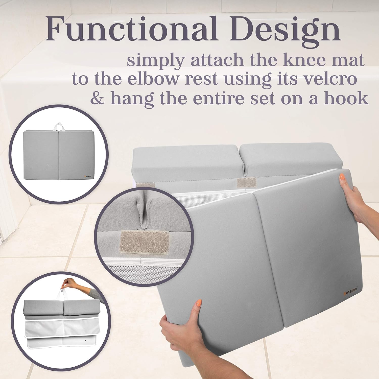 BATALEE bath-time use with kneeler supports comfortable, less-stress sessions