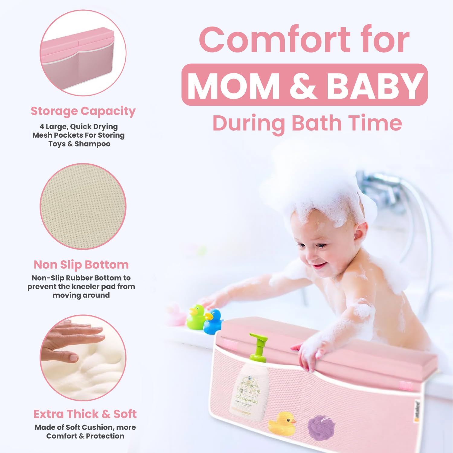 Batalee elbow rest pad close-up textured grip for comfortable, stable baths