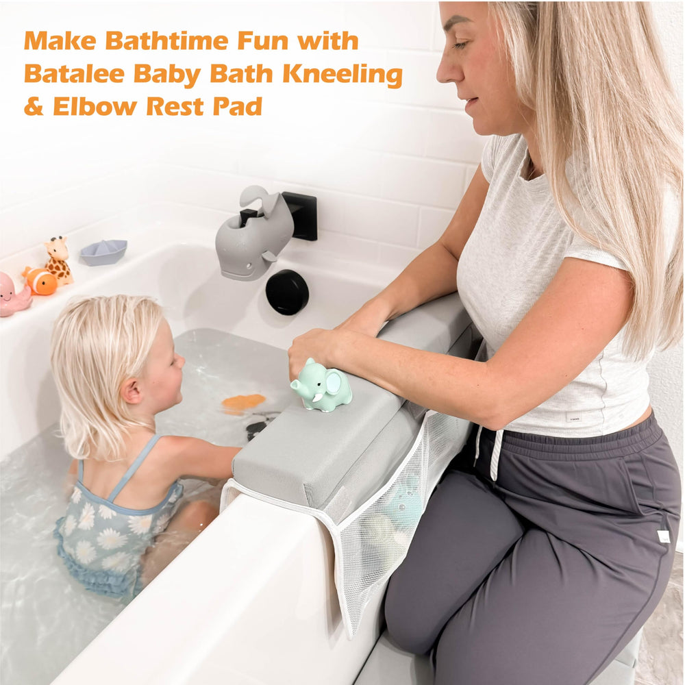 BATALEE elbow rest with mesh pockets for shampoo and toys.