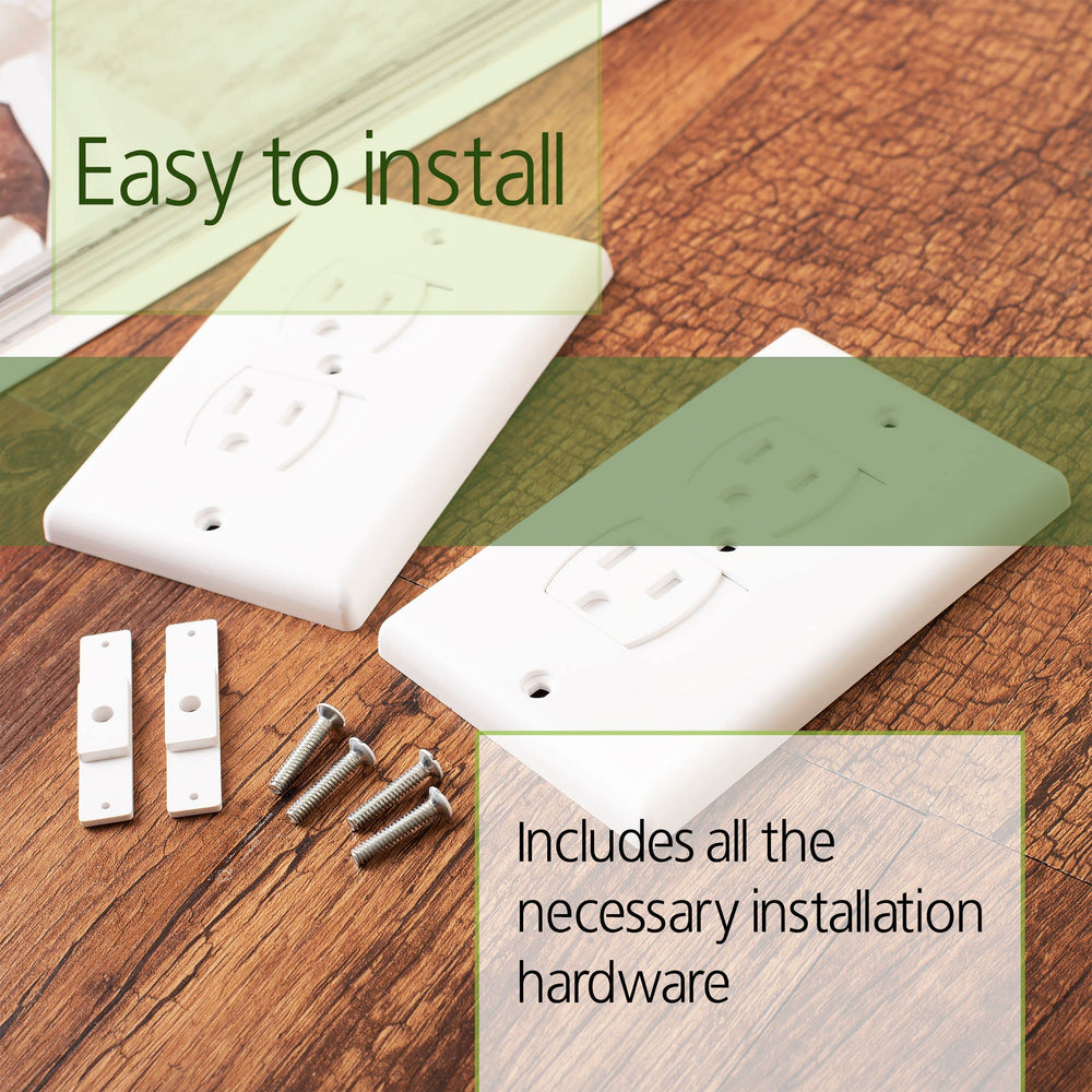 Bates Choice baby-proofing outlet cover highlights simple, secure child safety.