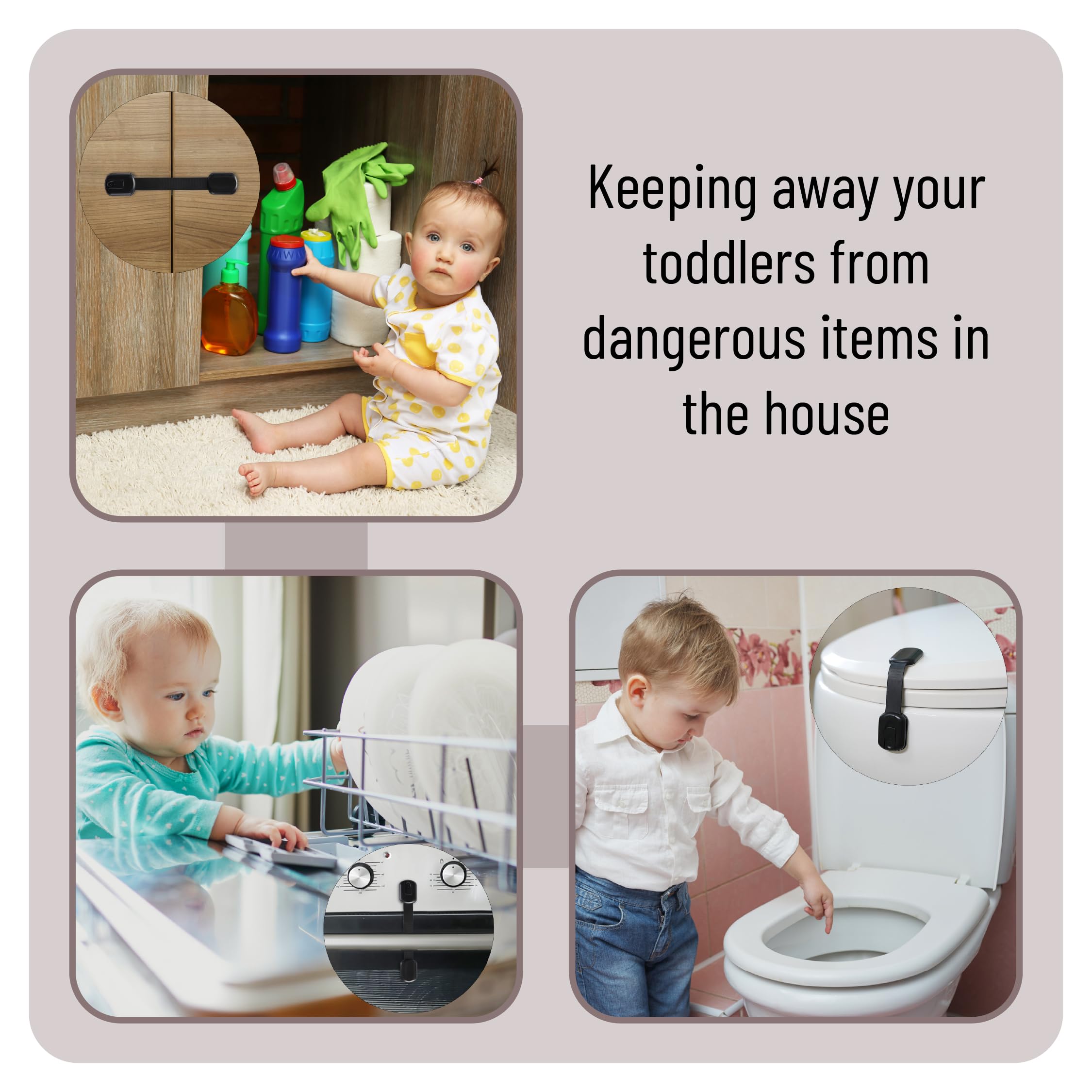 Bates Choice black 20-pack mounted on a cabinet for effective babyproofing.