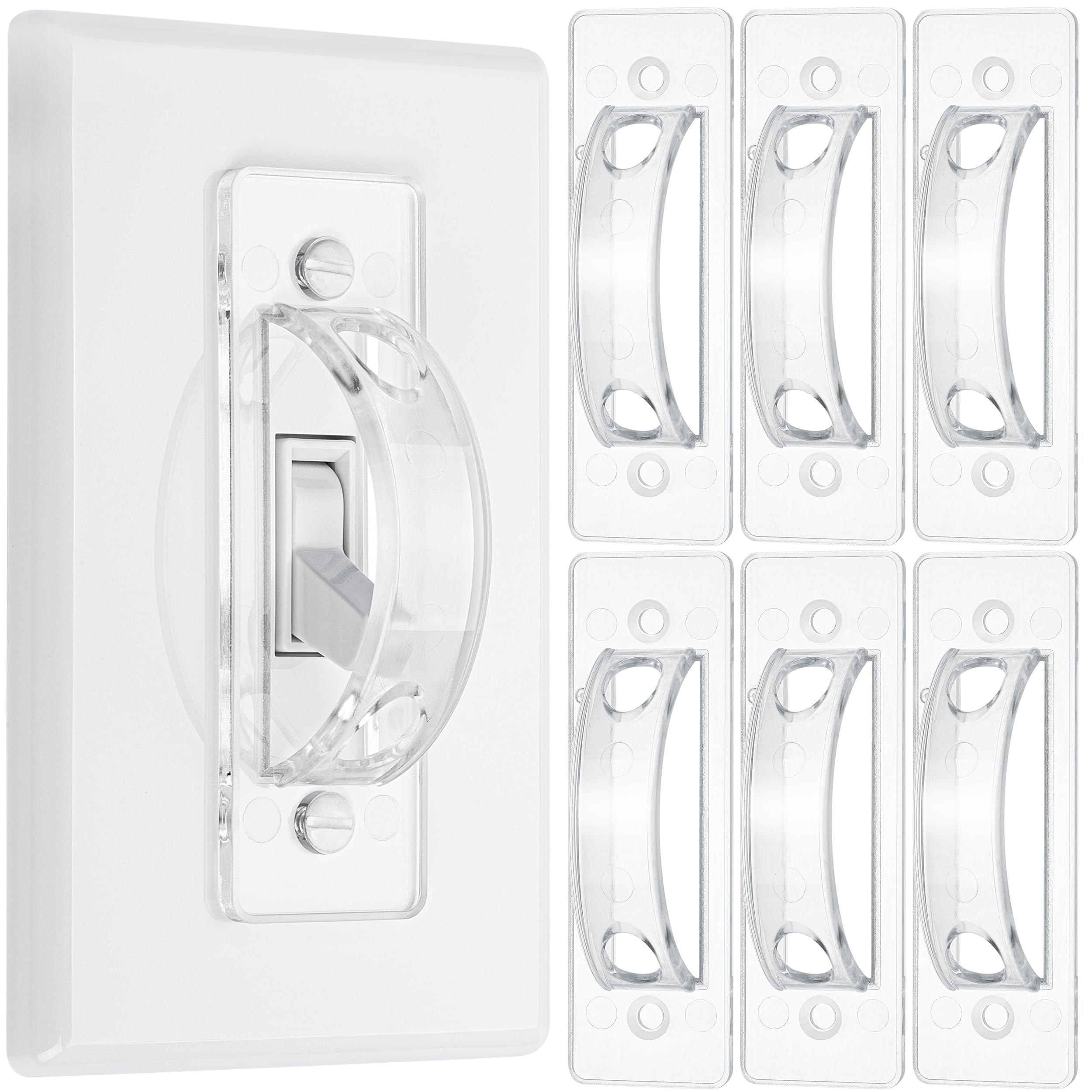 Bates Choice light switch guard pack six protects against accidental toggling with clear guards