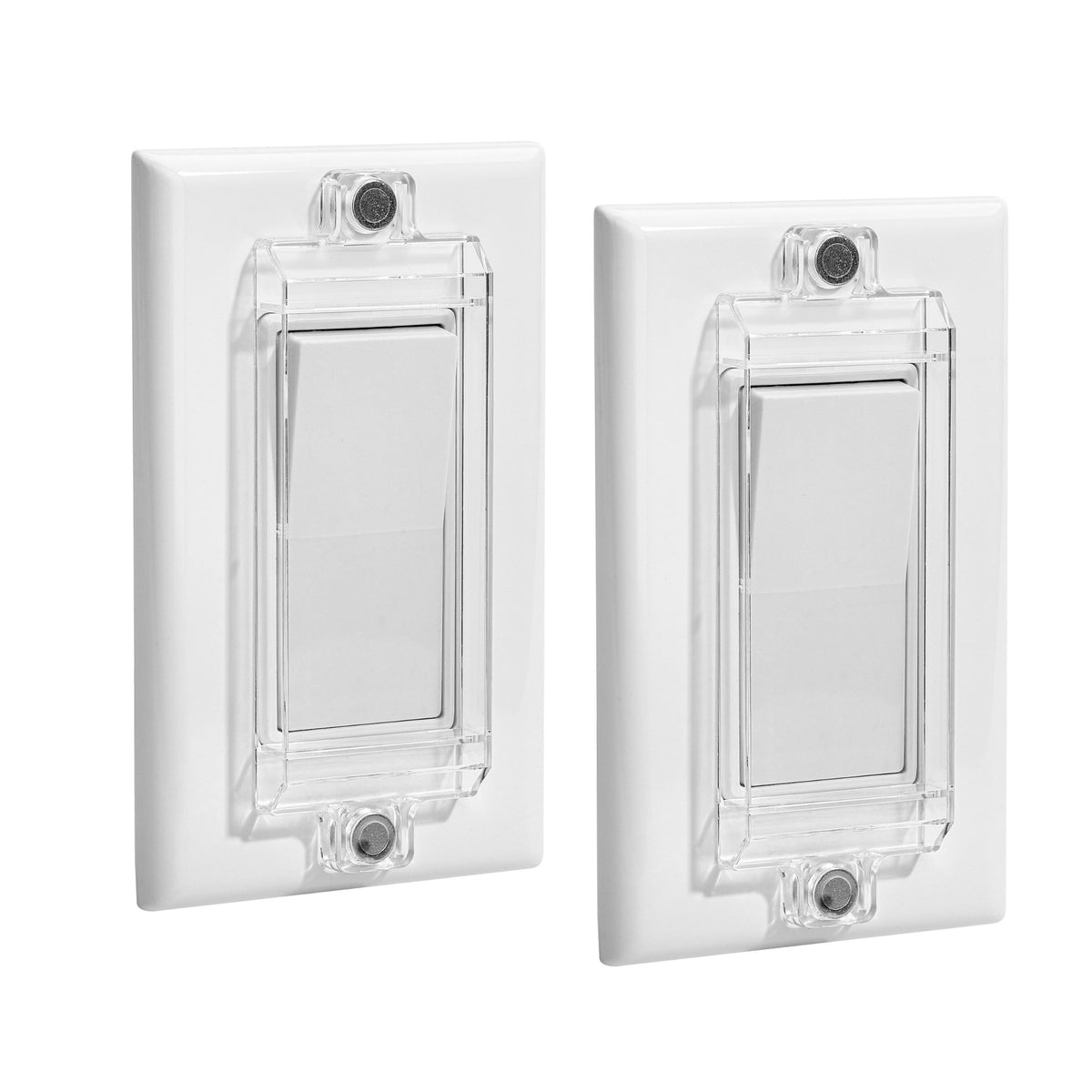 Bates Choice magnetic light switch guard shows two clear guards for child safety and convenience