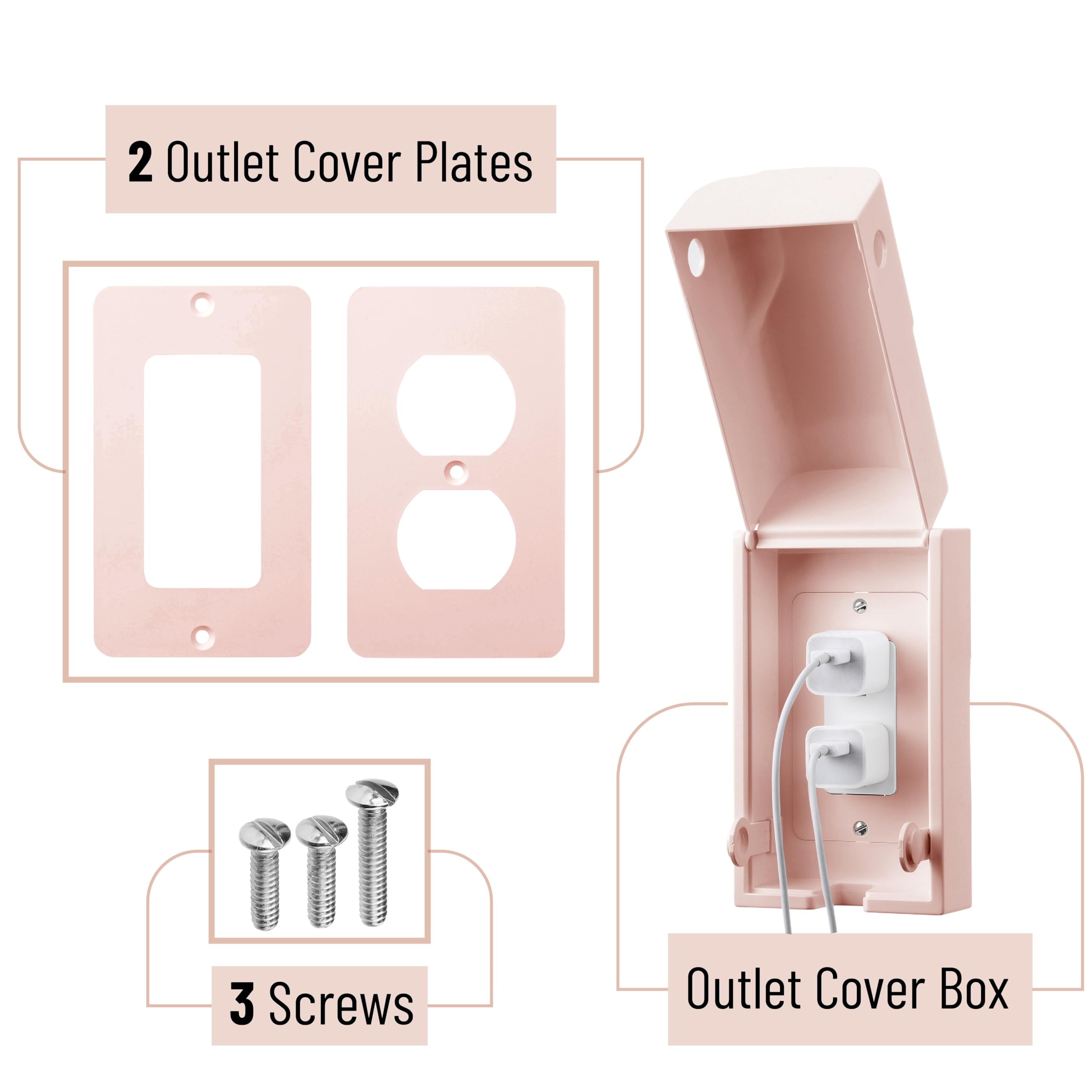 Bates Choice pink outlet cover with screws included for quick setup