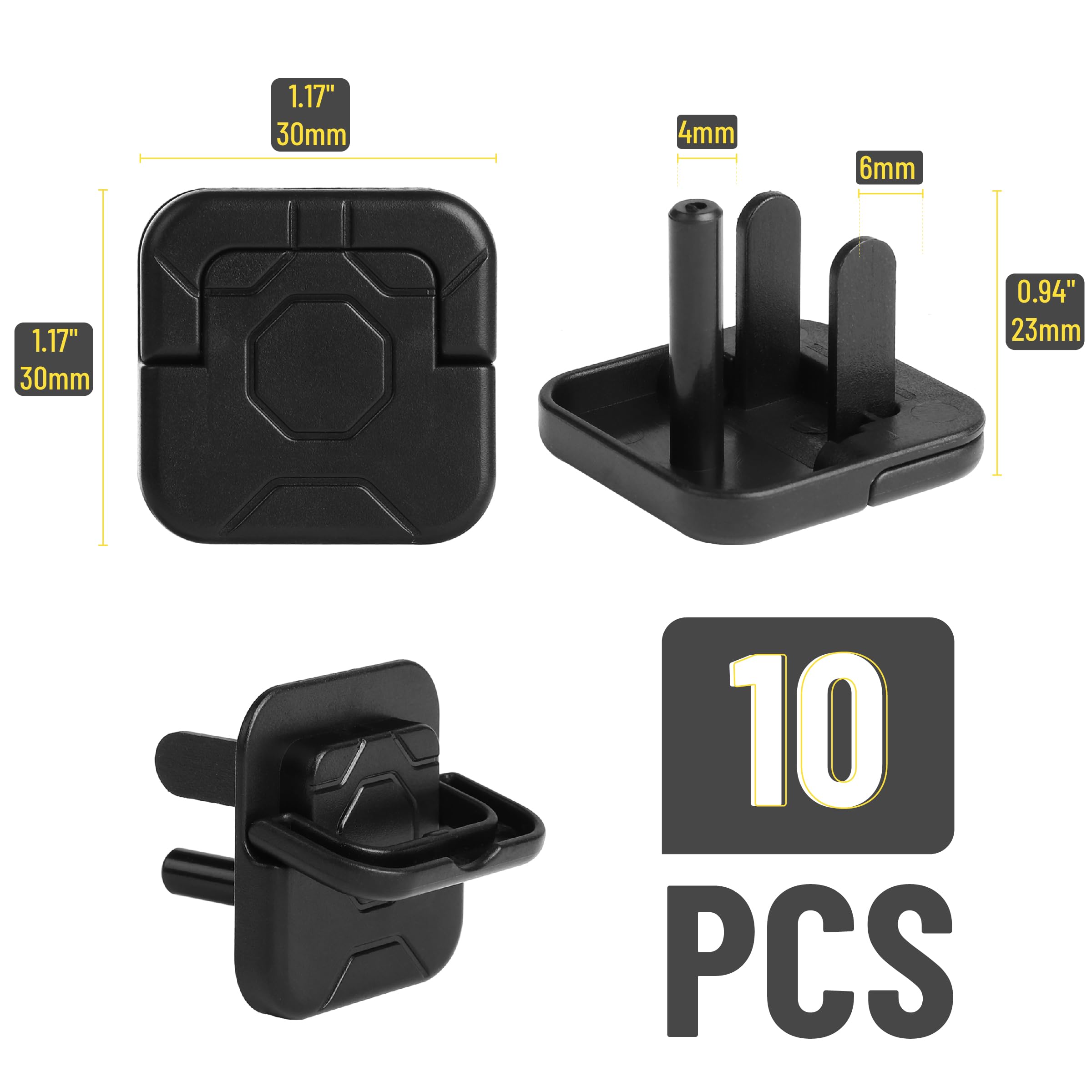 Bates Choice outlet covers 3-prong design close-up shows secure fit and extra safety.