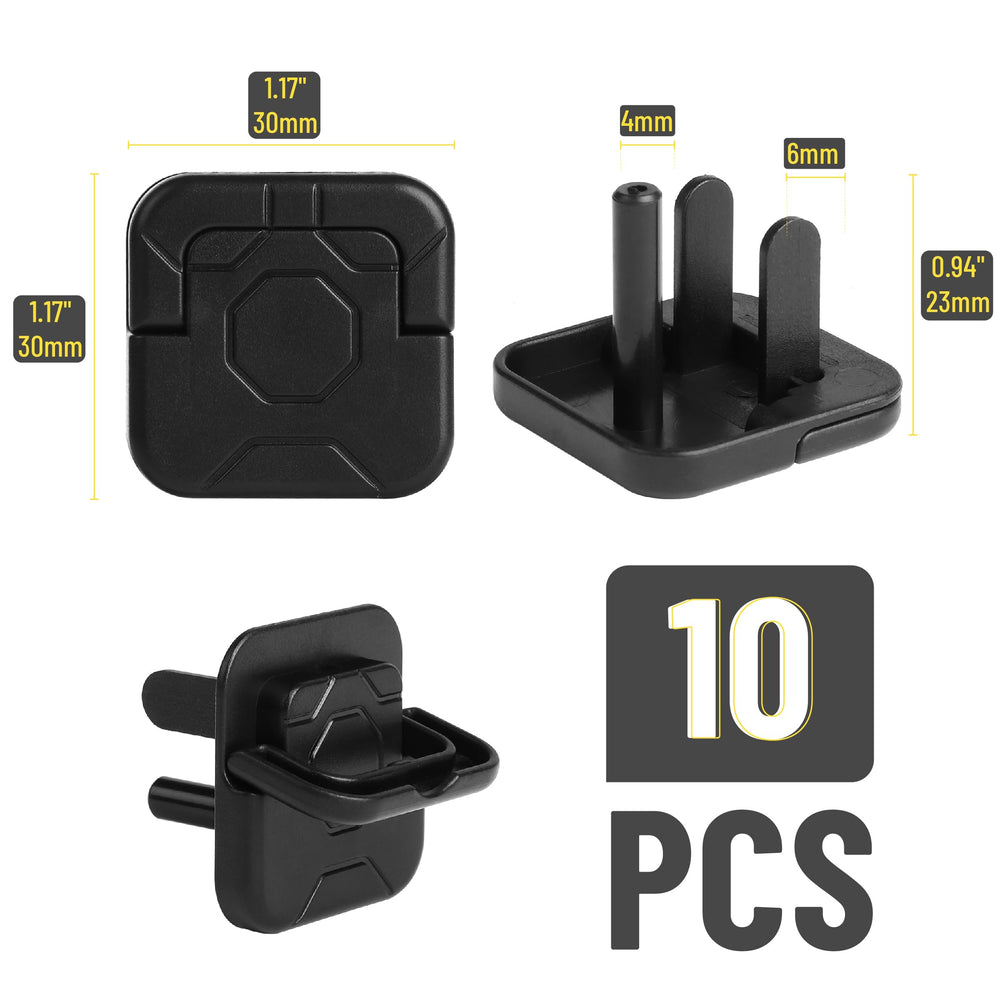 Bates Choice outlet covers 3-prong design close-up shows secure fit and extra safety.