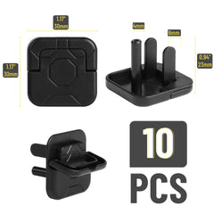 Bates Choice outlet covers 3-prong design close-up shows secure fit and extra safety.