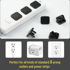 Bates Choice outlet covers black finish blends with decor.