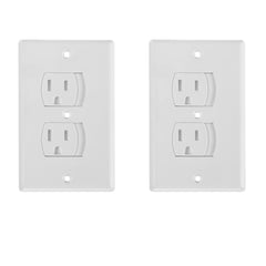 Bates Choice self-closing outlet cover 2-pack in white protects outlets from curious children.