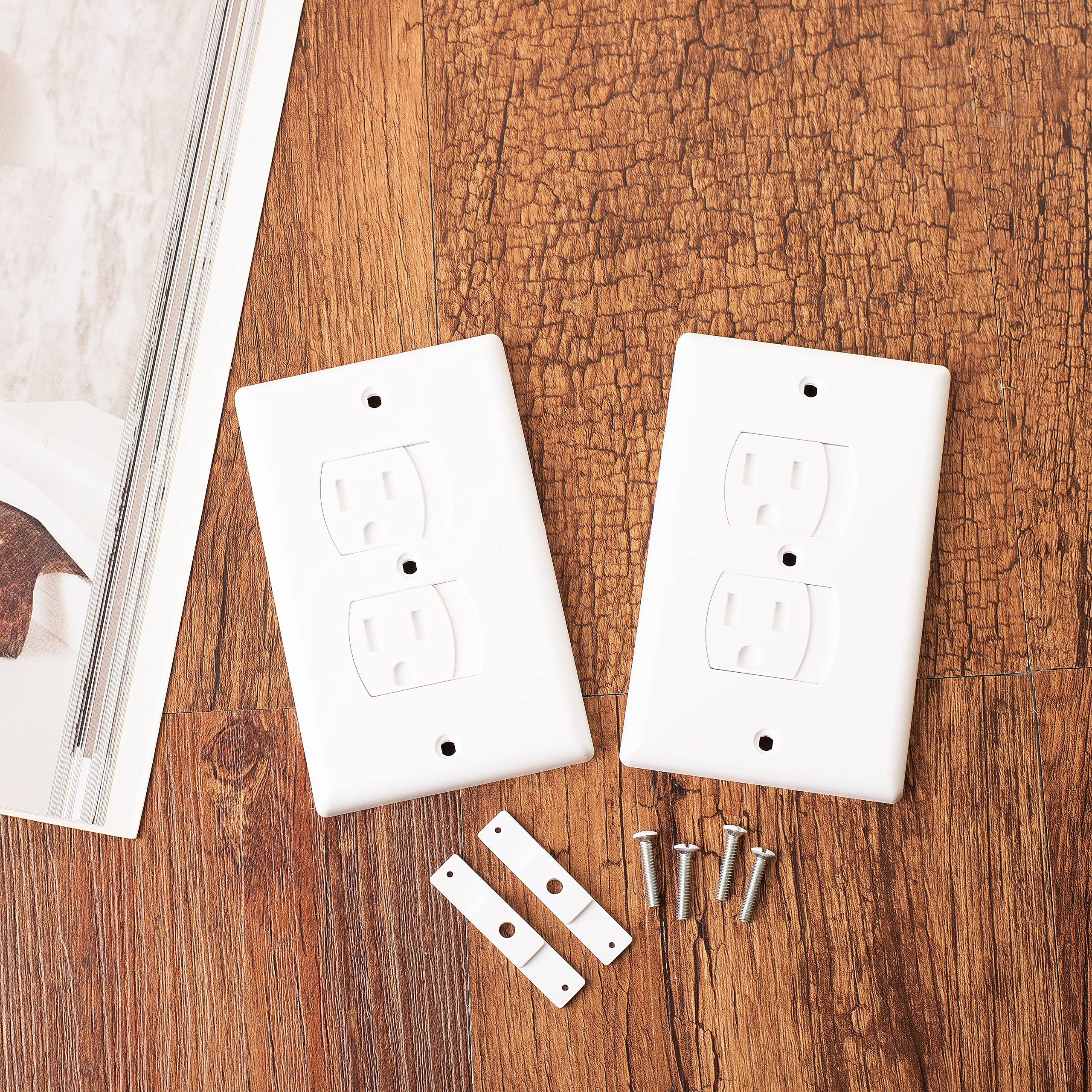 Bates Choice sliding outlet cover white demonstrates smooth operation and neat fit.