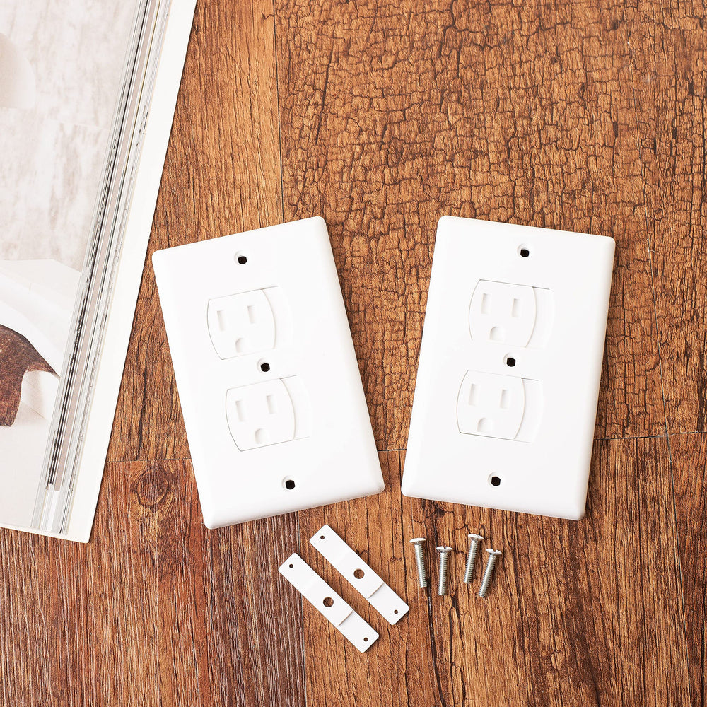 Bates Choice sliding outlet cover white demonstrates smooth operation and neat fit.