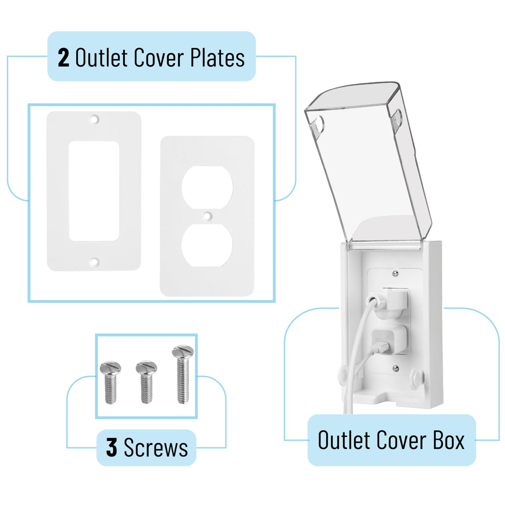 Bates Choice two-pack outlet cover plates offer full coverage for standard outlets