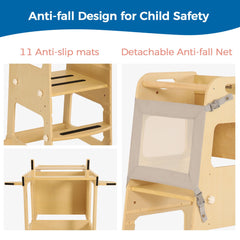 Bateso Kitchen Tower safety net removable for supervised play and quick cleanup