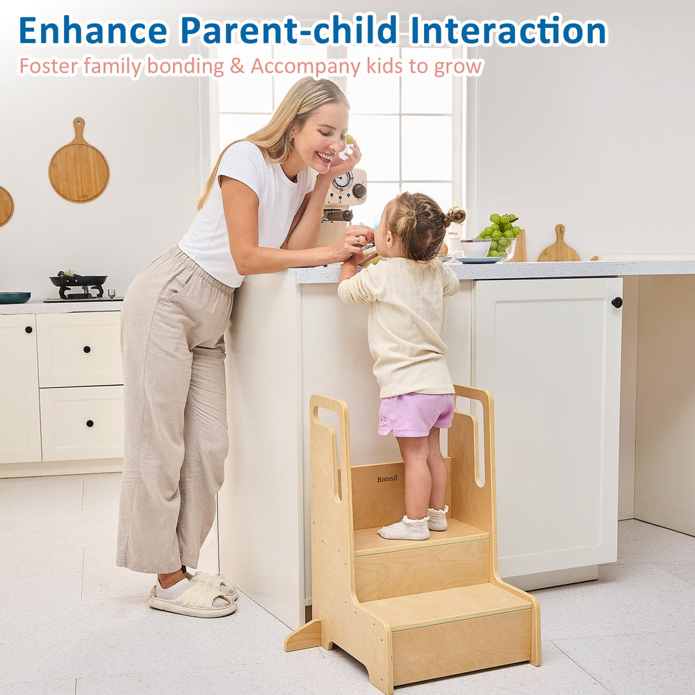 Bateso step stool supports potty training with reach and height.