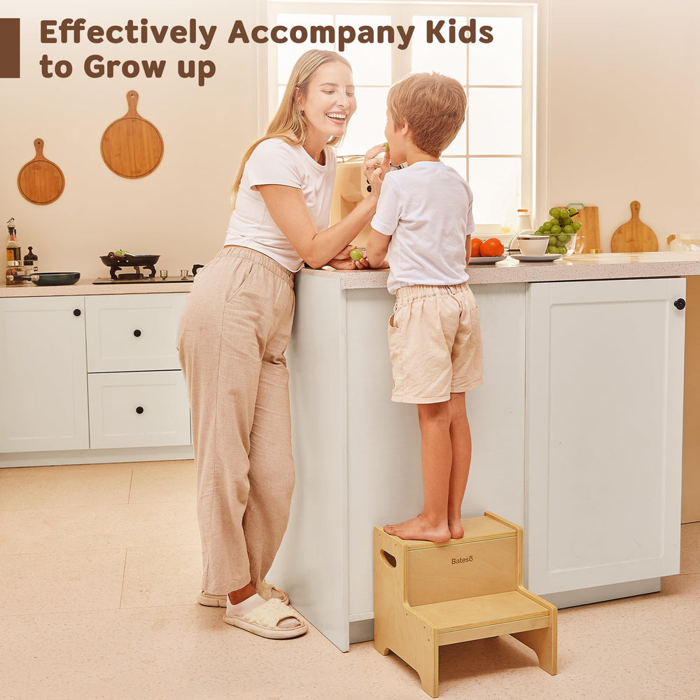 Bateso step stool platform with wide surface offers comfortable standing space