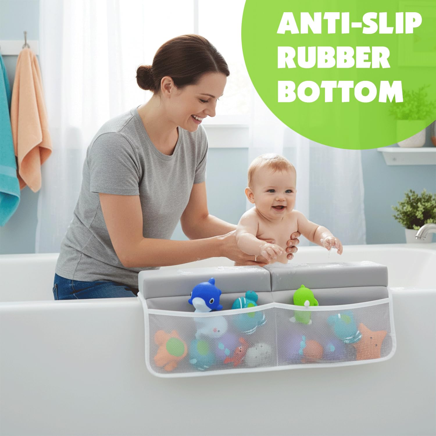 Bath Kneeler Elbow Rest Pad in use delivers cushioned support during baby baths.