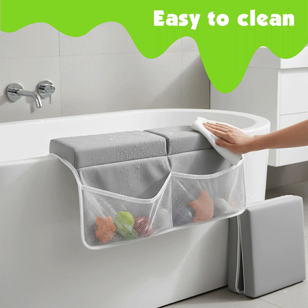 Bath Kneeler Elbow Rest Pad with storage pockets organizes toys and supplies.