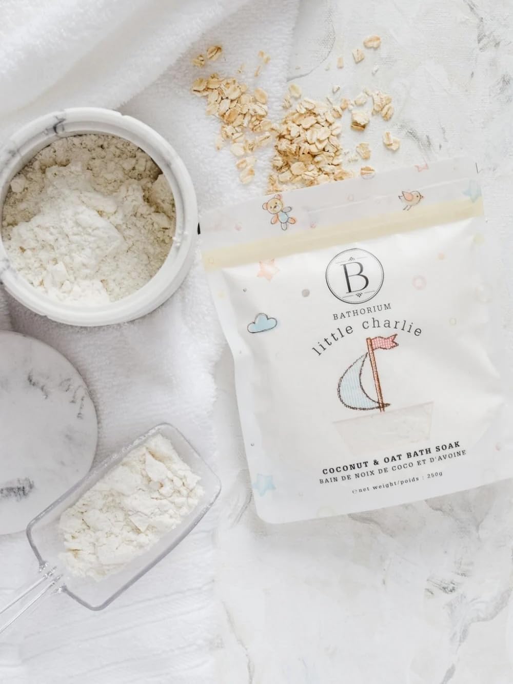 Bathorium Little Charlie Bath Soak blue tansy chamomile close-up signals calming botanicals