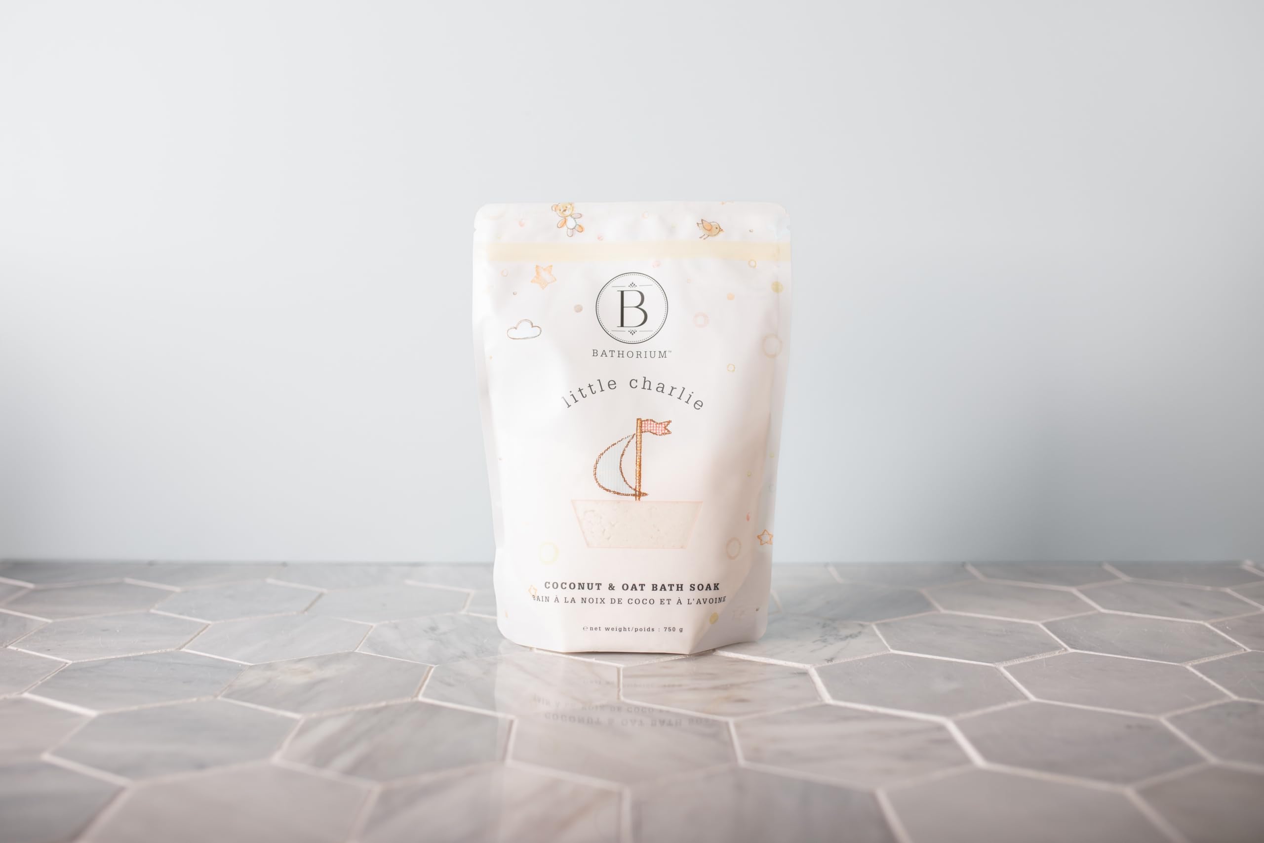 Bathorium Little Charlie Bath Soak on shelf packaging display
