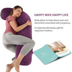 BATTOP maternity pillow side view provides cradle for back and hips.
