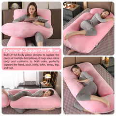 BATTOP pregnancy pillow removable cover closeup highlights easy cleaning and hygiene.