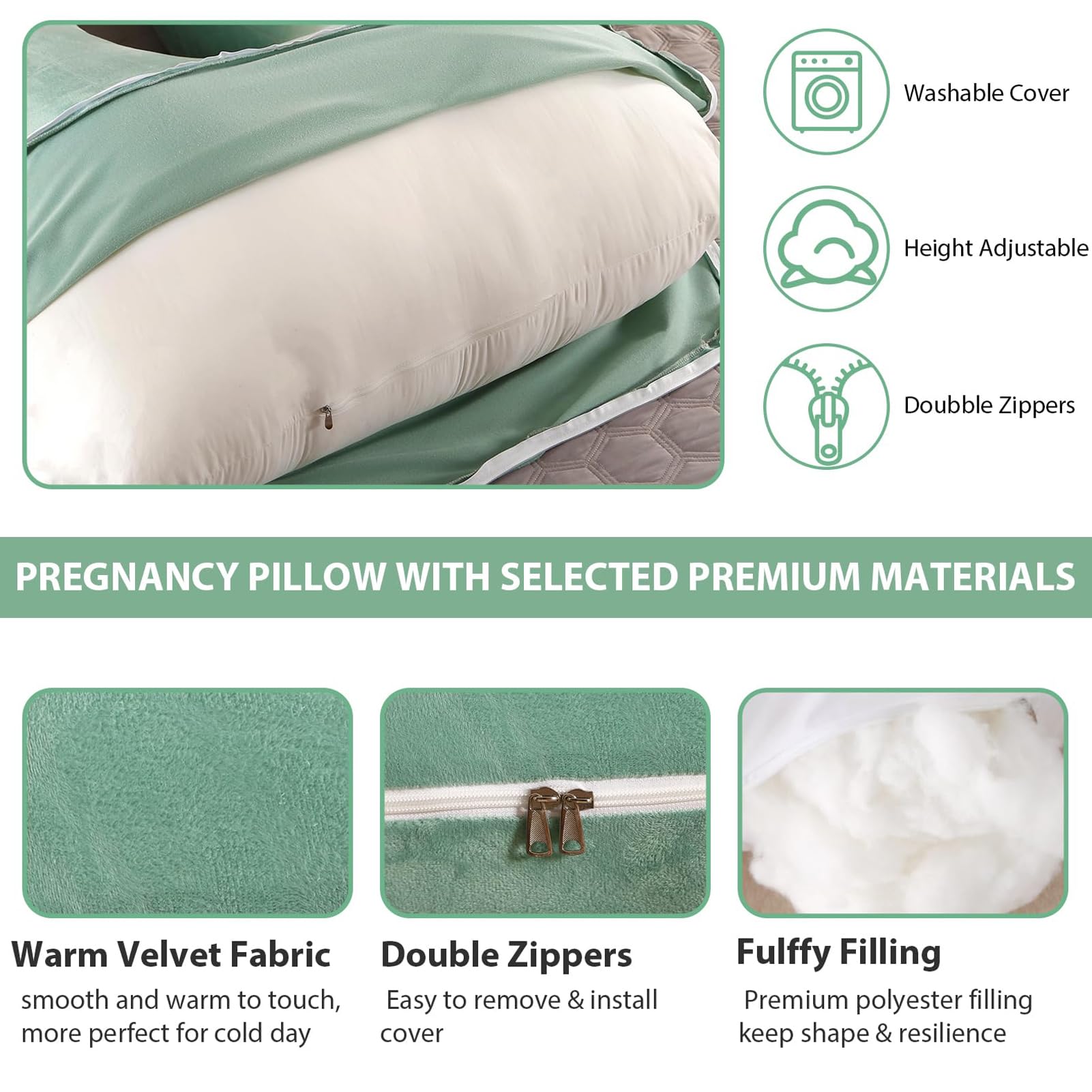 BATTOP removable-cover pregnancy pillow offers an easy machine-wash cover.