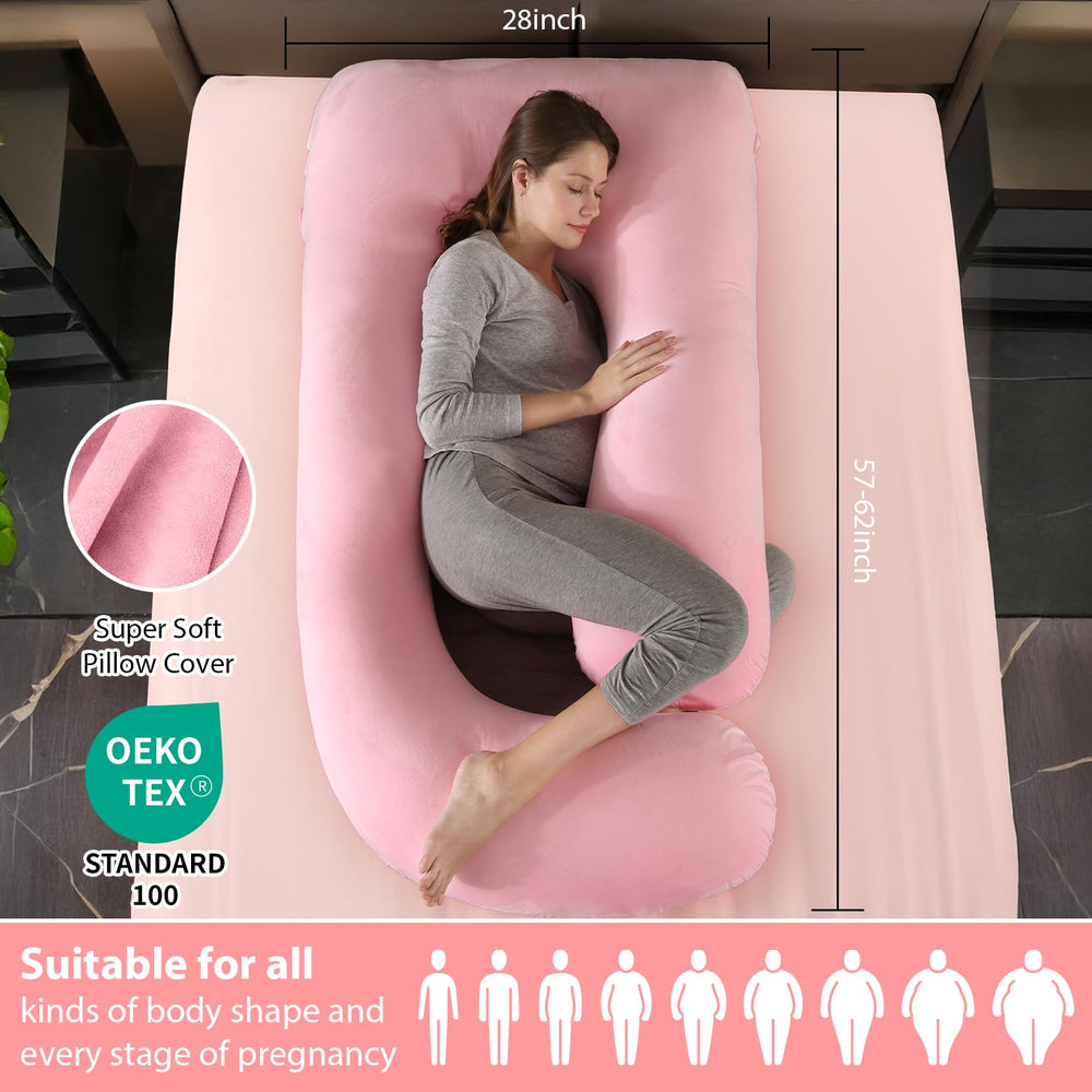 BATTOP pregnancy pillow side sleep setup demonstrates ergonomic alignment for hips and spine.