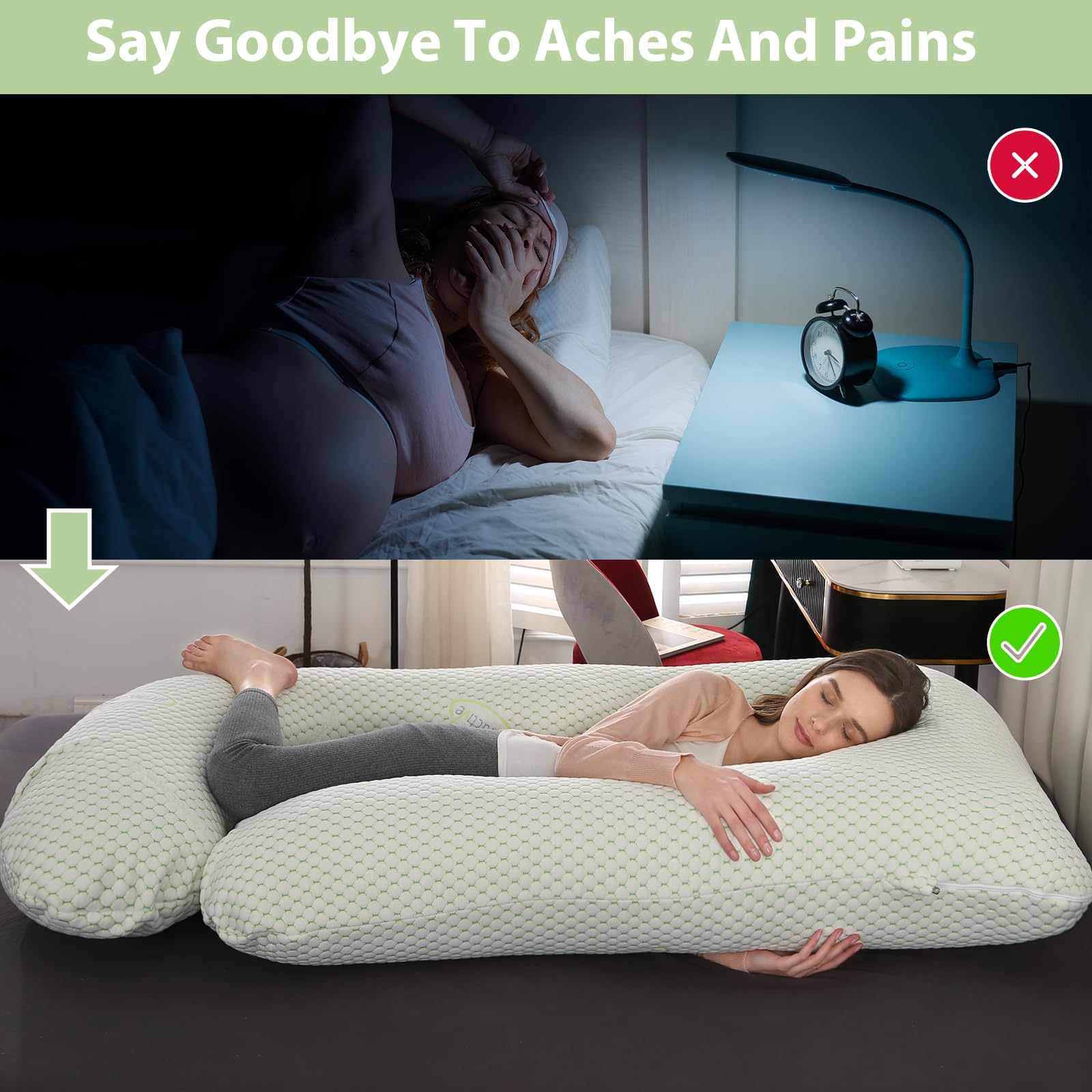 BATTOP pillow side-sleep support for comfortable pregnancy rest and beyond.