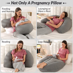 BATTOP pregnancy pillow side sleeping setup highlighting back and belly support