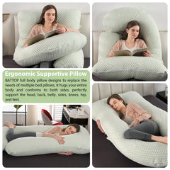 BATTOP pregnancy pillow u-shape design supports spine alignment for side sleepers.