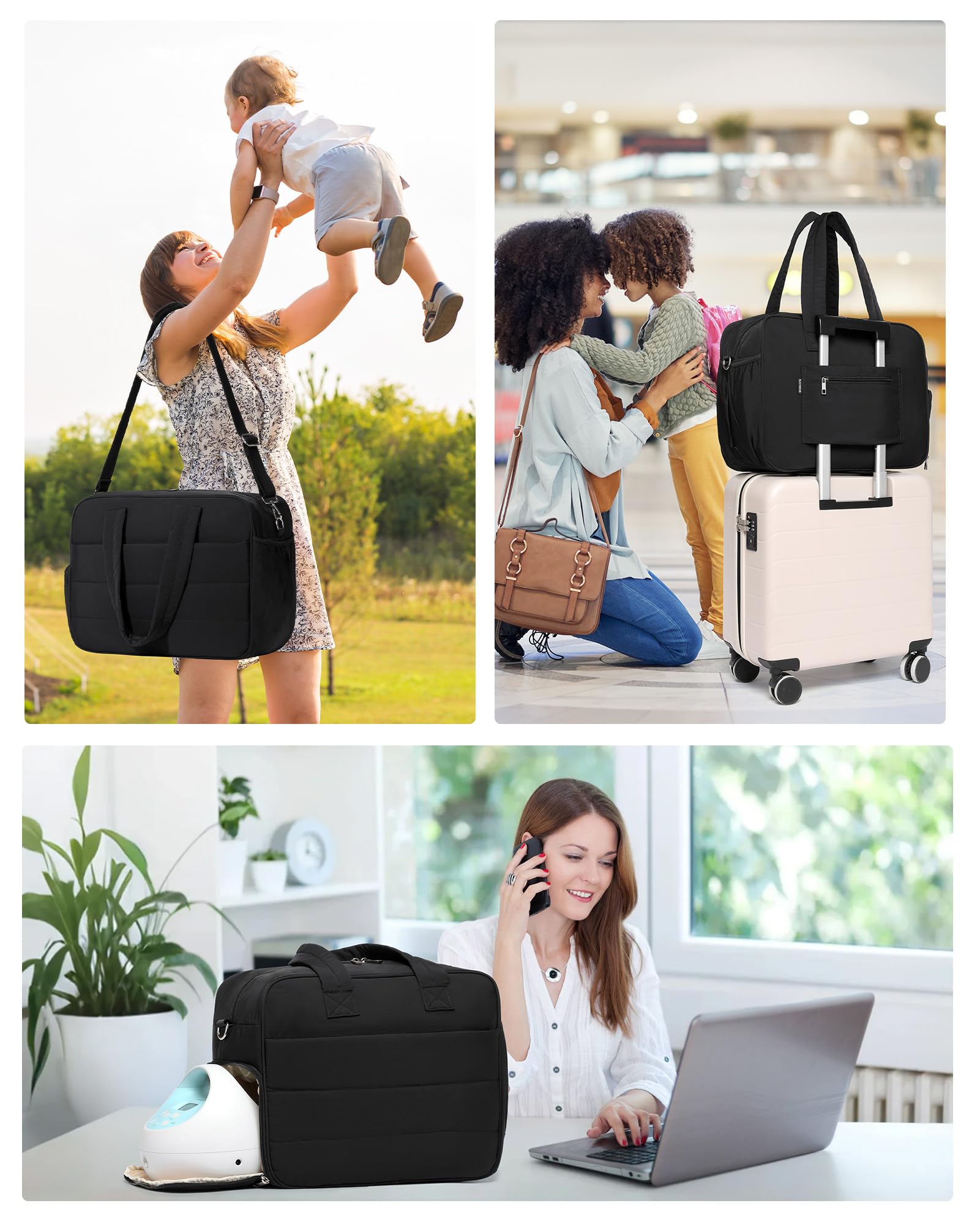 BAVERGE bag doubles as diaper, pump, or laptop bag for versatile use