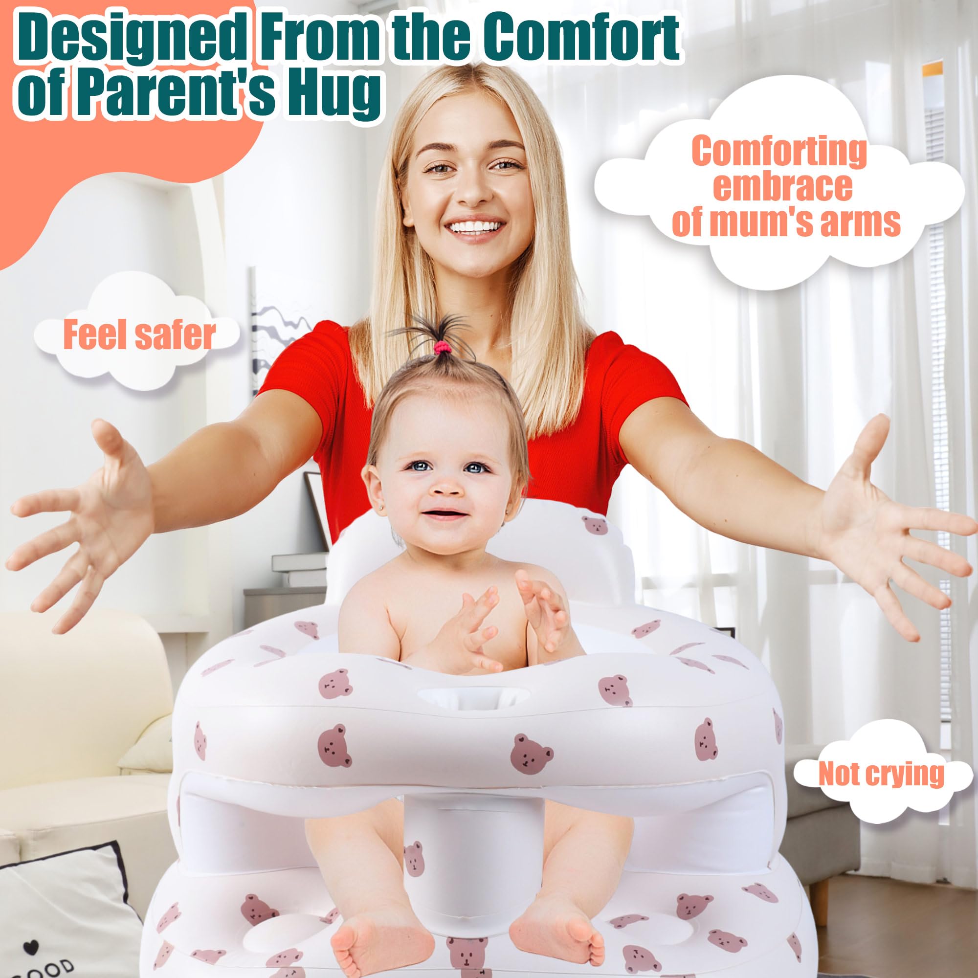 Bavbiiy inflatable baby seat built-in air pump inflates quickly.