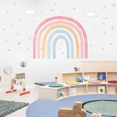 Bawusou large watercolor rainbow wall decal brightens rooms with a colorful focal point.