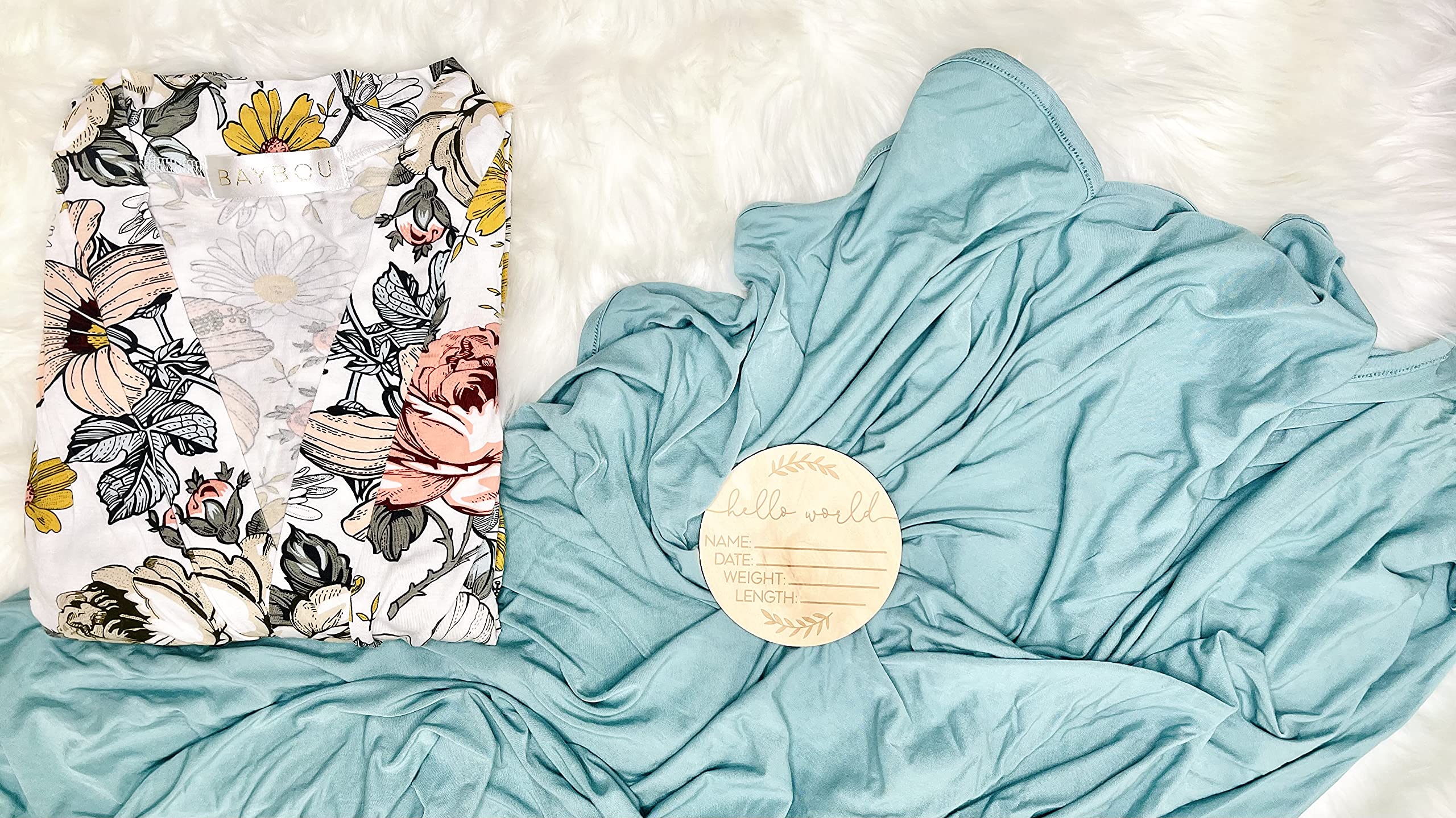 Baybou robe swaddle set hospital robe with pockets and front tie for easy wear