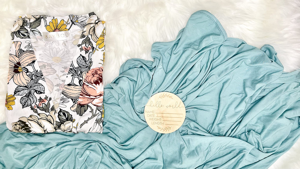Baybou robe swaddle set hospital robe with pockets and front tie for easy wear