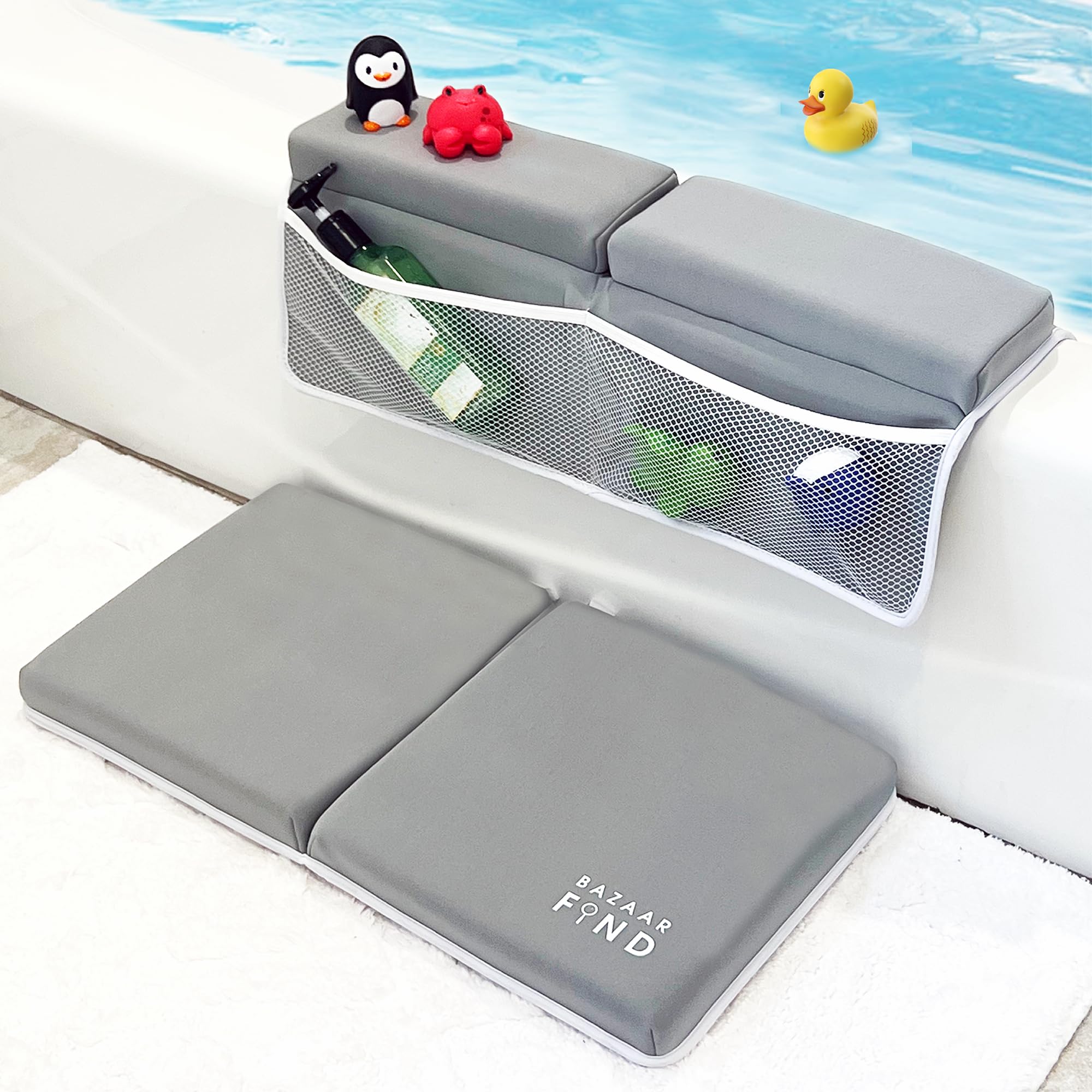 Bazaar Find bath kneeler and elbow rest set, close view for comfortable bath time.