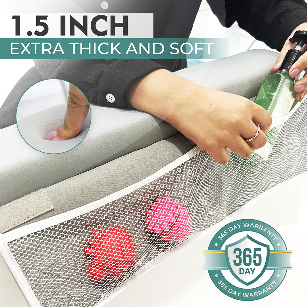 Bazaar Find elbow rest pad with suction cups for slip-free baths.