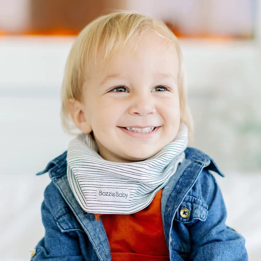 Bazzle Baby Scarf Drool Bib nickel-free-snaps closeup highlights skin-friendly fastening.