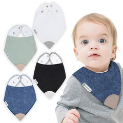 Bazzle Baby Bandana Teething Bib denim-sage front shows stylish drool protection for playtime.