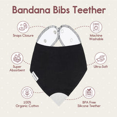 Bazzle Baby Bandana Teething Bib silicone teether image showcases on-the-go teething relief.