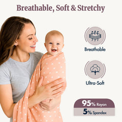 Bazzle Baby swaddle stretchy wrap showing snug adjustable wrap