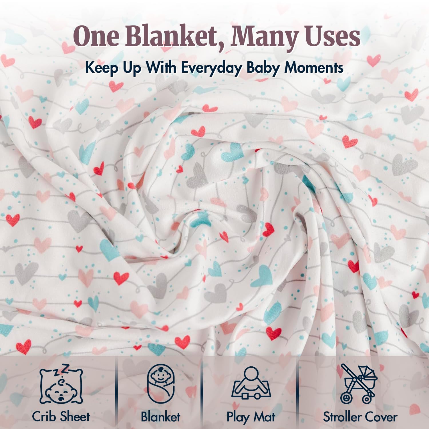 Bazzle Baby Sweetheart multi-use blanket shown as a stroller cover.