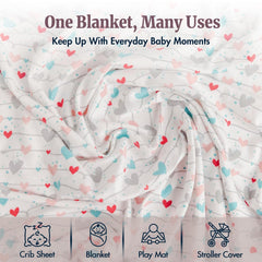 Bazzle Baby Sweetheart multi-use blanket shown as a stroller cover.
