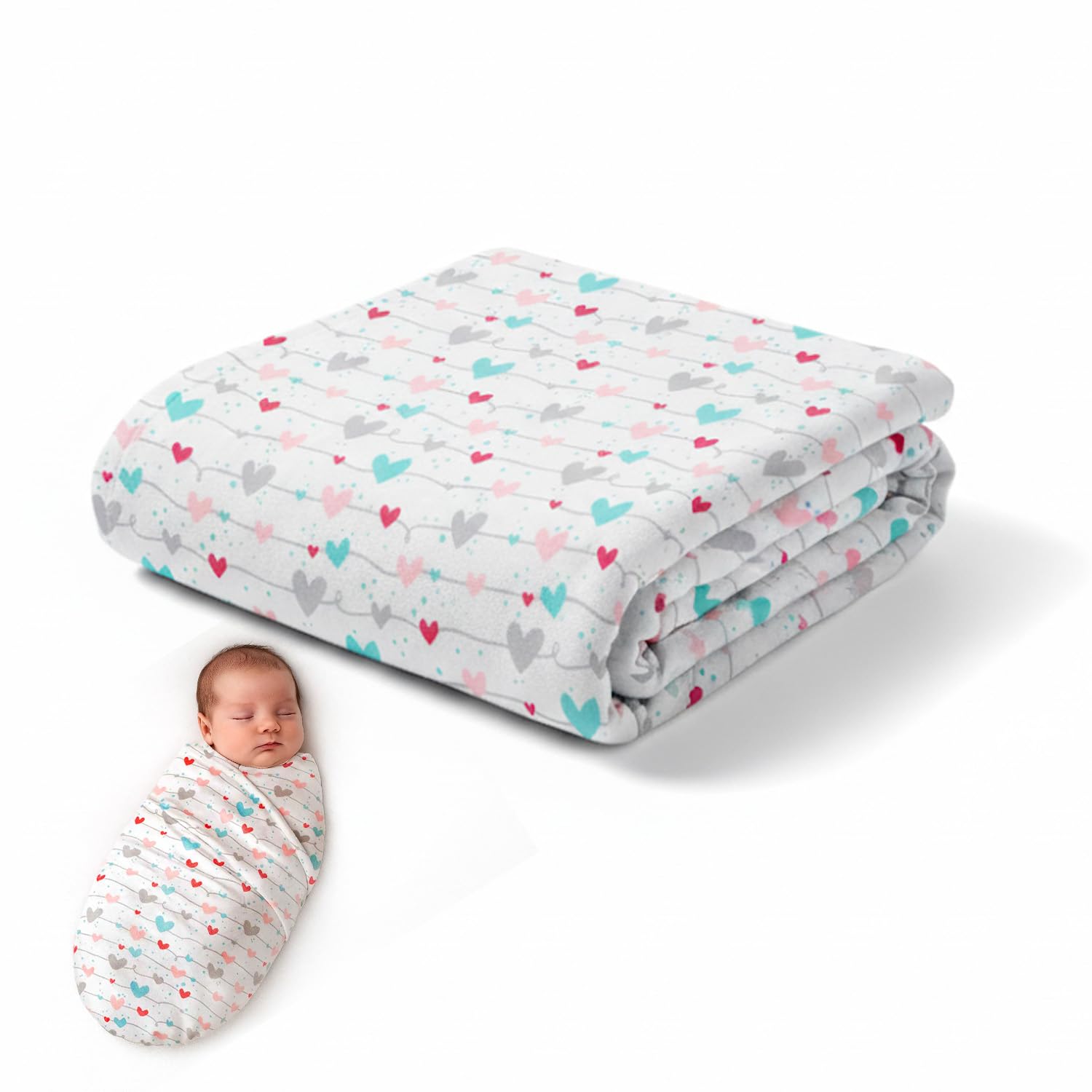Bazzle Baby Sweetheart swaddle blanket close-up showing fabric gentle on delicate skin.