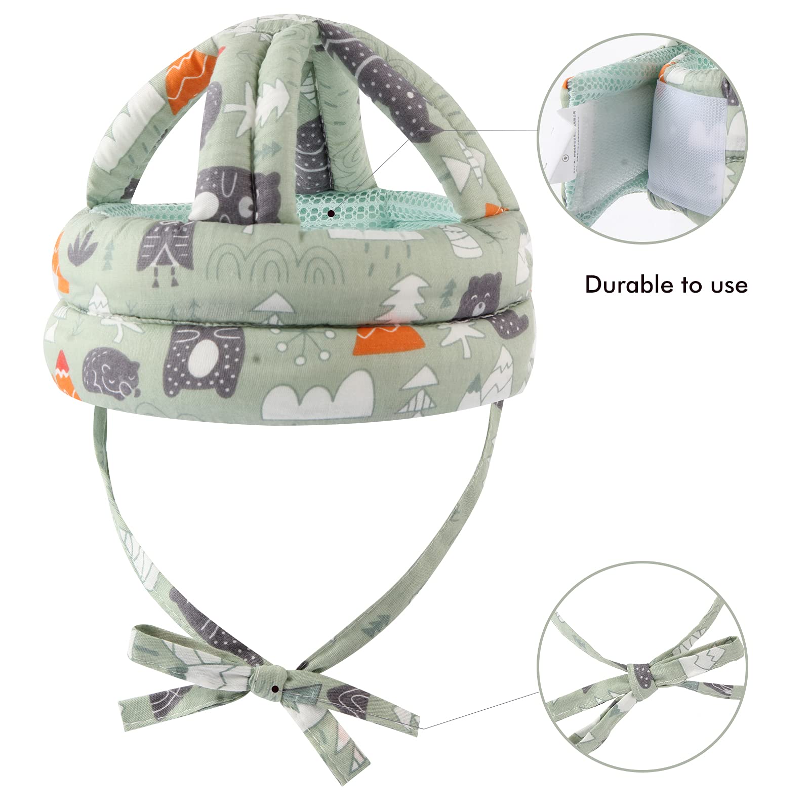 BB-1003 Green side view shows adjustable fit for growing toddlers