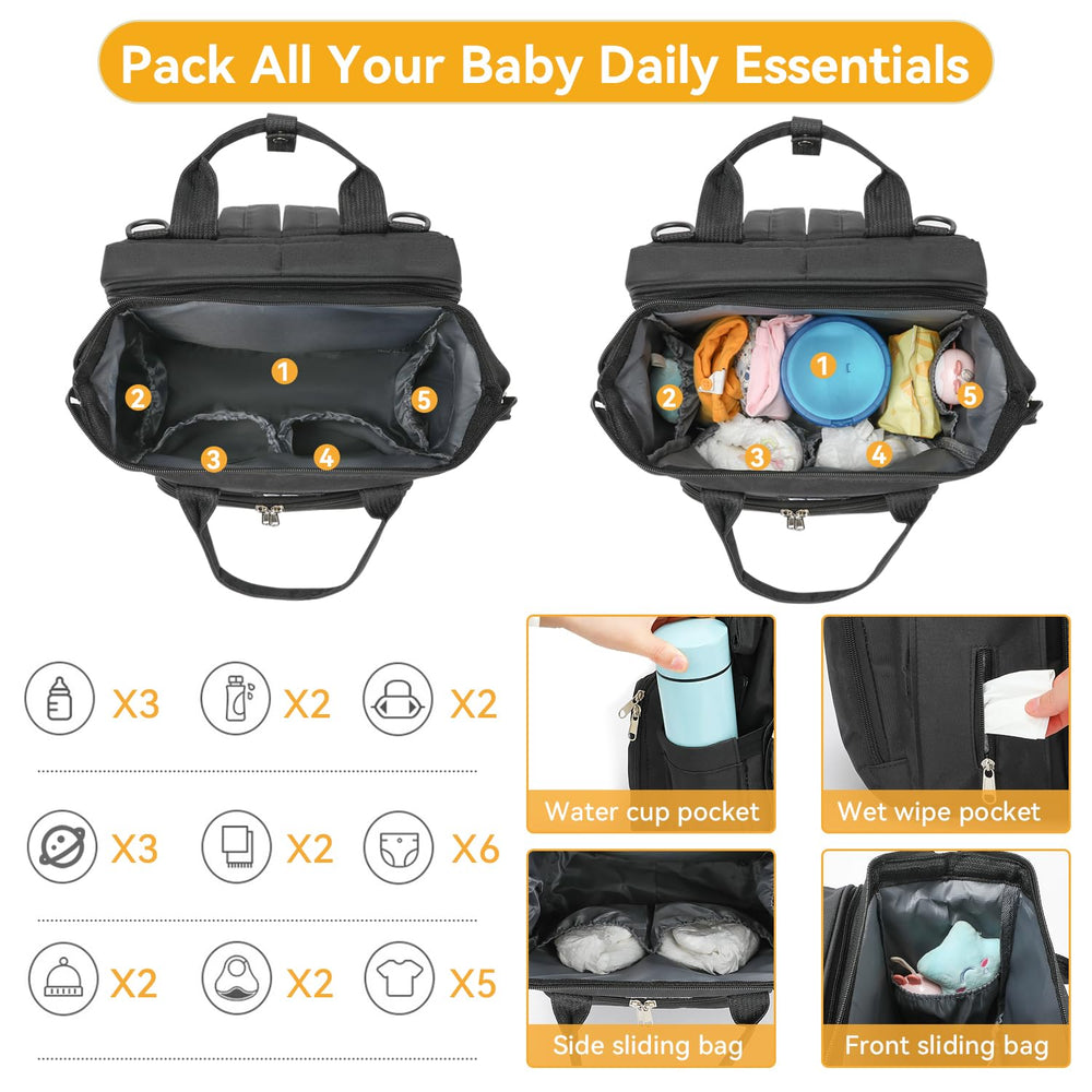BB Dreamscape diaper bag backpack 19 pockets for organized baby essentials.